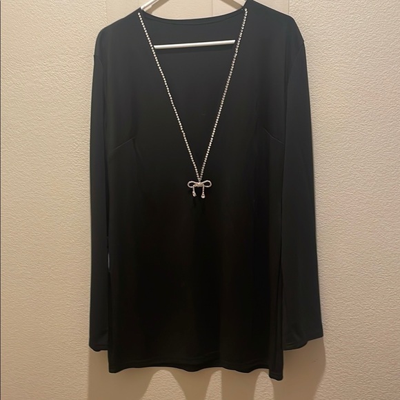 SHEIN Black Long Sleeve Rhinestone Top - Picture 1 of 6